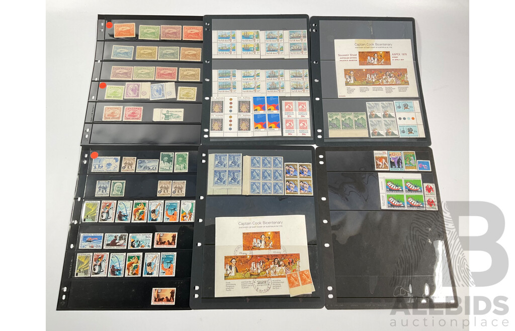 Collection of Vintage Mint, Mint/Hinged Stamps Including Papua, Territory of New Guinea Over Prints, Australian Pre Decimal, Australian Antarctic Territory Pre Decimal, Papua New Guinea, Norfolk Island