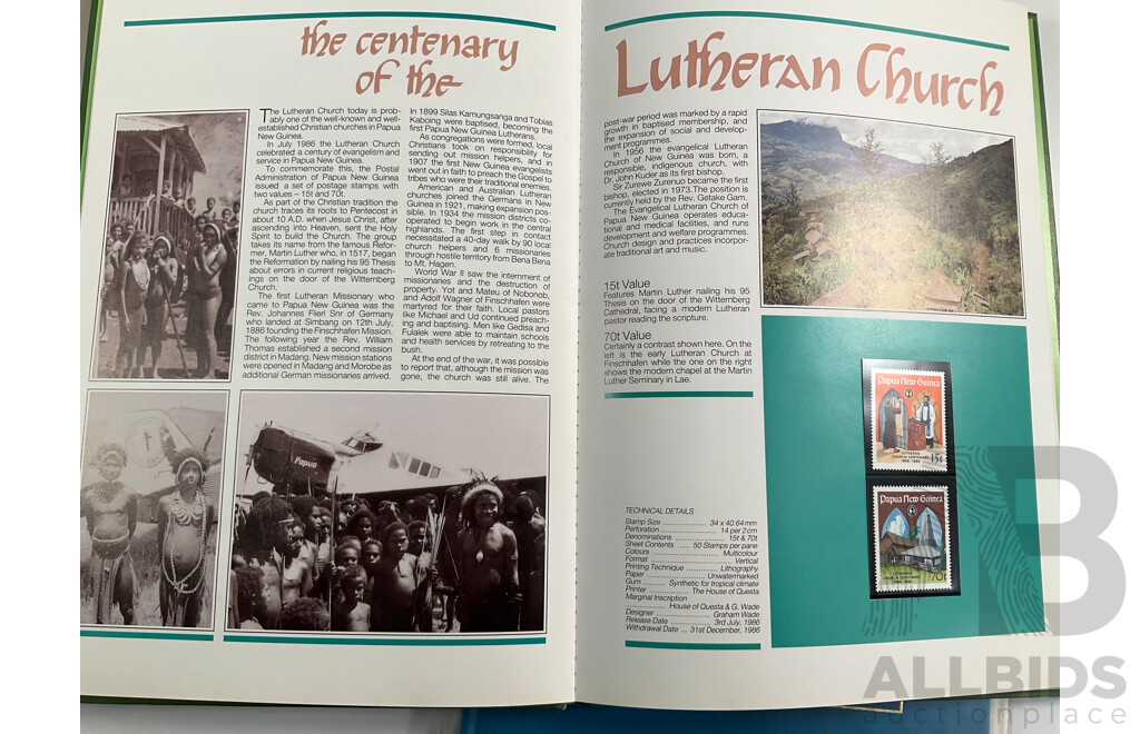 Three Papua New Guinea Annual Stamp Albums 1985, 1986, 1987