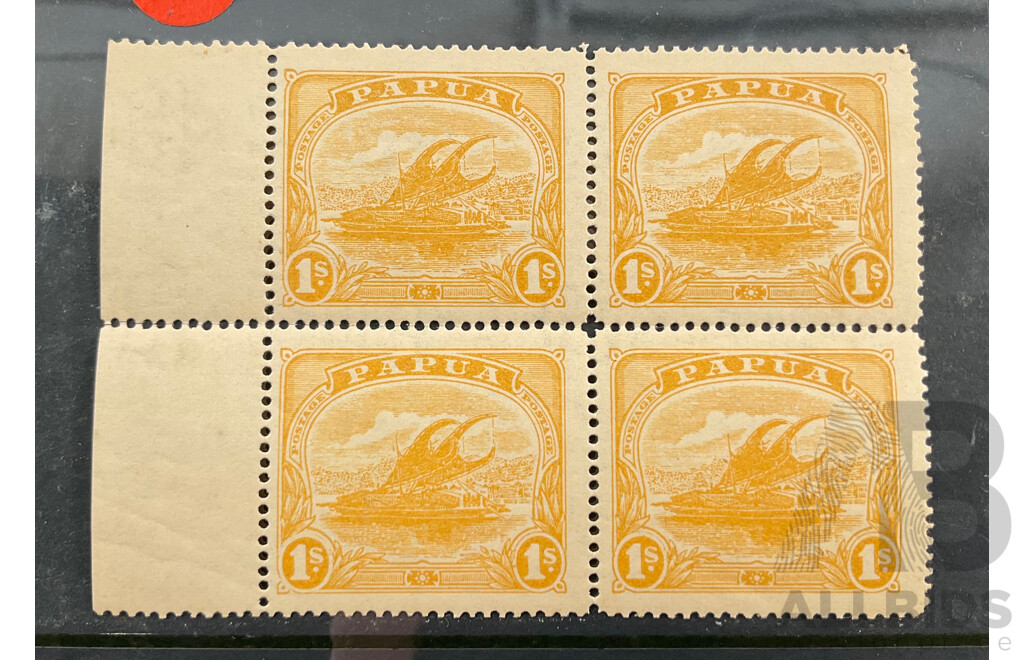 Papua 1911-1915 Mint One Shilling Stamp Block