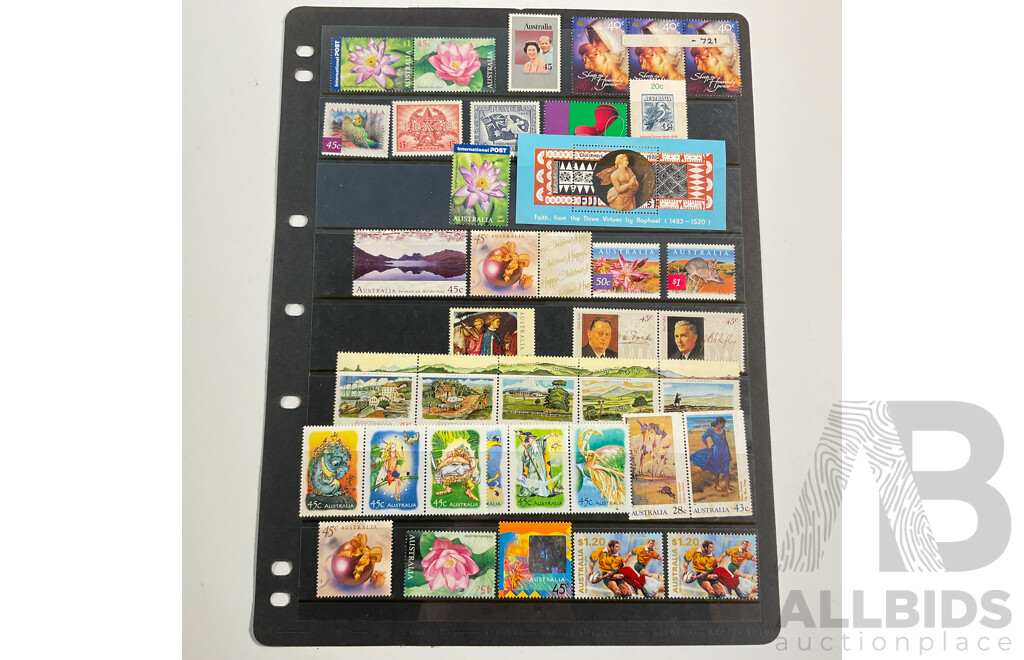 Collection of Mint Australian Stamps, Examples Spanning Predecimal to 2000's Including Tom Roberts Four Dollar Block of Four, Antarctic Territory, Blocks, Sets and More