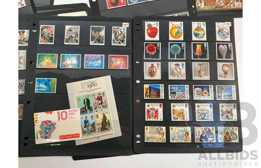 Collection of Australian and United Kingdom Mostly Mint Stamps and Booklets Including Sets, Blocks, Strips and More