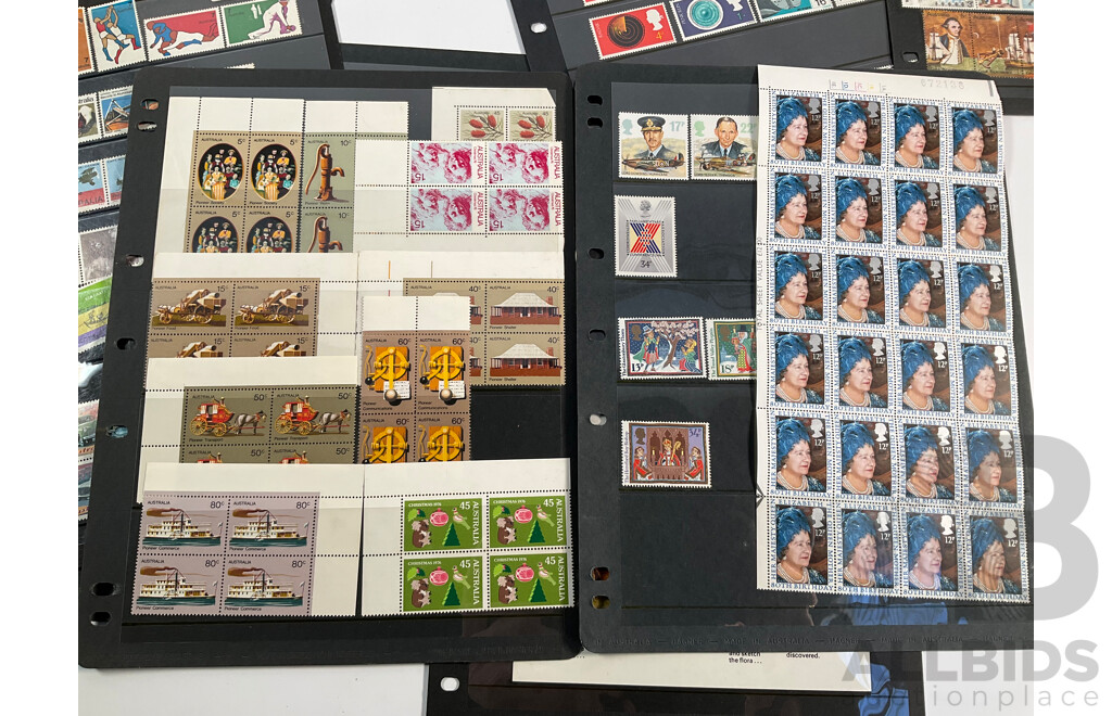Collection of Australian and United Kingdom Mostly Mint Stamps and Booklets Including Sets, Blocks, Strips and More