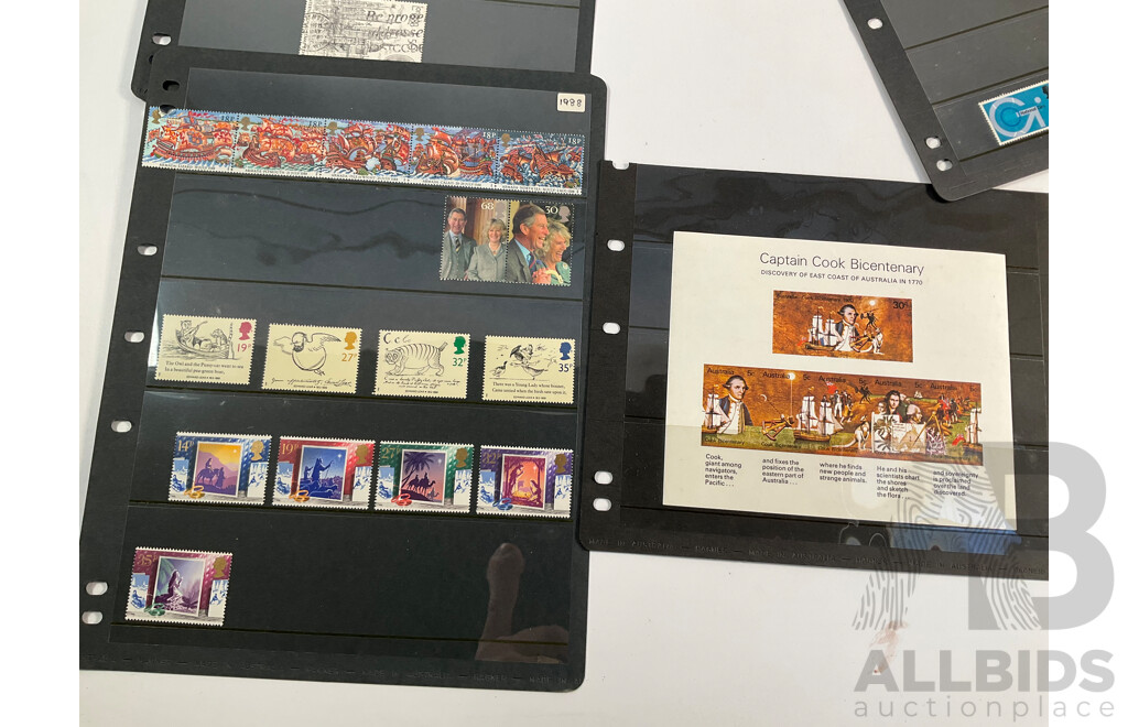 Collection of Australian and United Kingdom Mostly Mint Stamps and Booklets Including Sets, Blocks, Strips and More