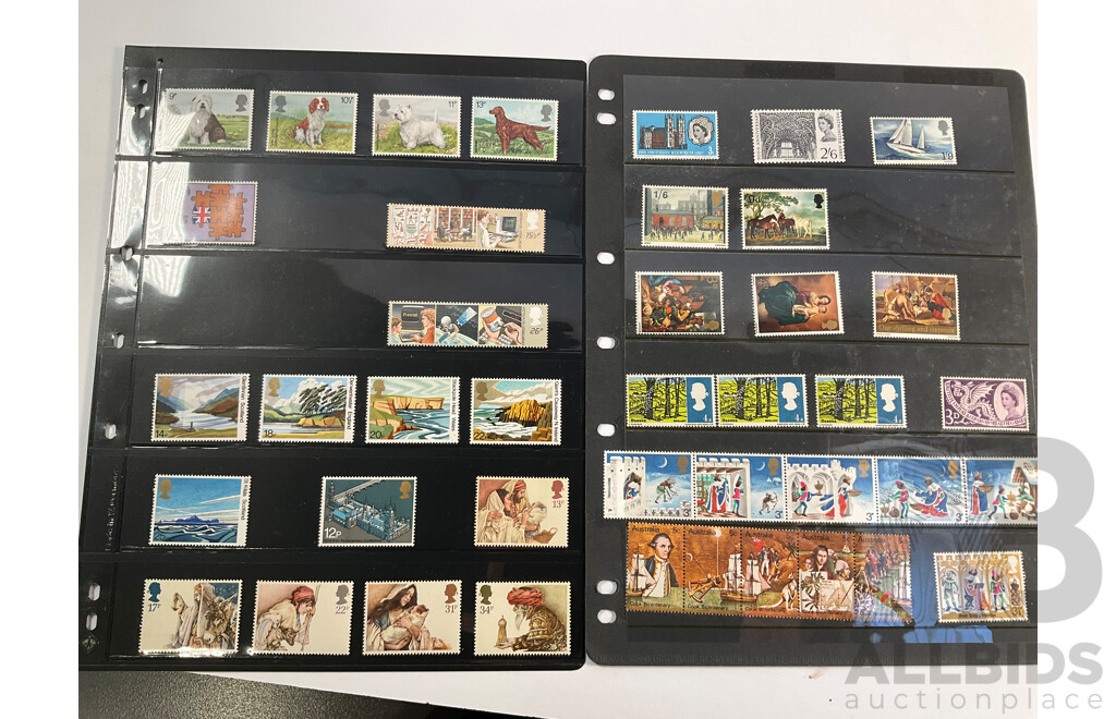 Collection of Australian and United Kingdom Mostly Mint Stamps and Booklets Including Sets, Blocks, Strips and More