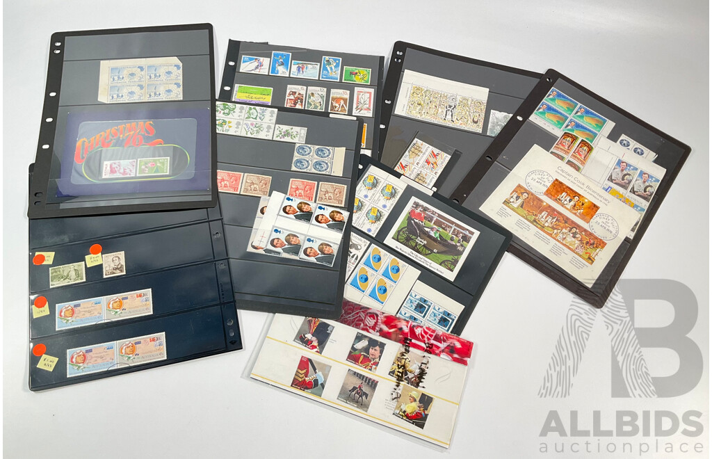 Collection of Australian and United Kingdom Mostly Mint Stamps Including Two 1924 Mint, Mint/Hinged British Empire Exhibition Sets, Lambert One Dollar Block of Four, Sets, Predecimal Antarctic Territory, PNG