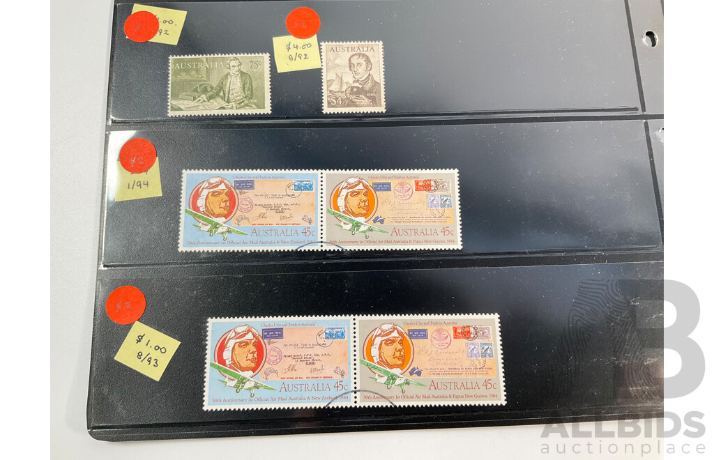 Collection of Australian and United Kingdom Mostly Mint Stamps Including Two 1924 Mint, Mint/Hinged British Empire Exhibition Sets, Lambert One Dollar Block of Four, Sets, Predecimal Antarctic Territory, PNG