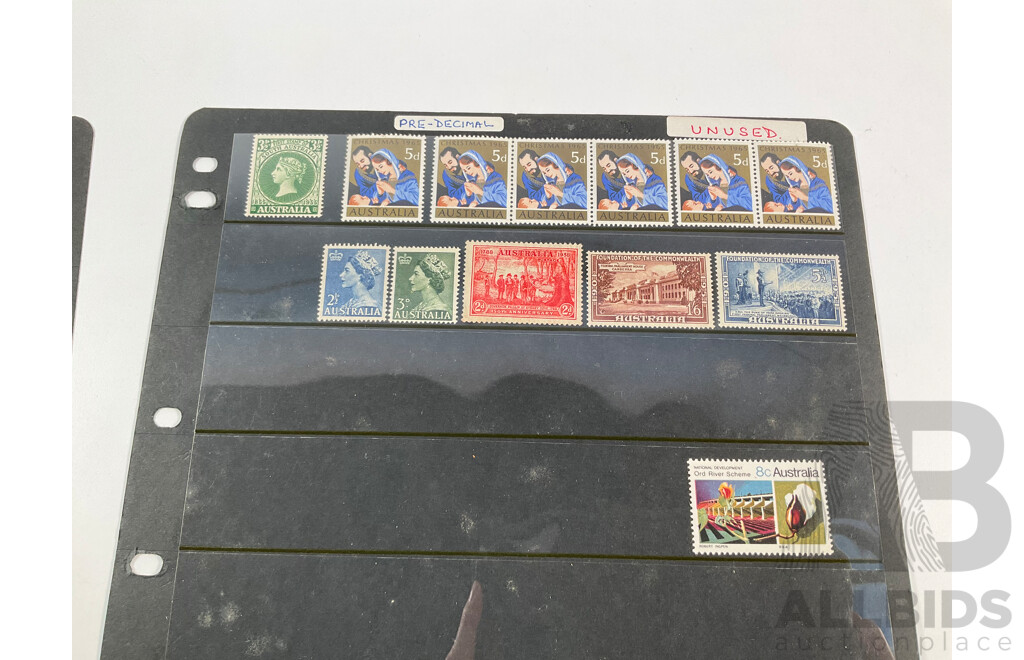 Collection of Australian and United Kingdom Mostly Mint Stamps Including Two 1924 Mint, Mint/Hinged British Empire Exhibition Sets, Lambert One Dollar Block of Four, Sets, Predecimal Antarctic Territory, PNG
