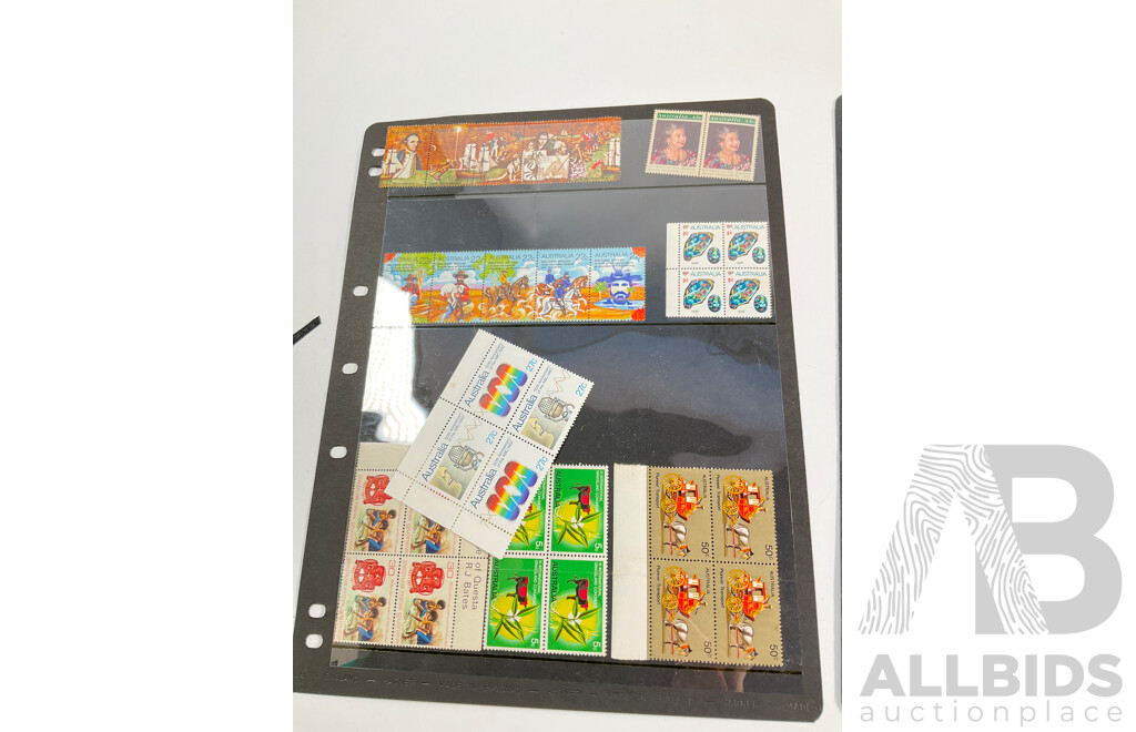 Collection of Australian and United Kingdom Mostly Mint Stamps Including Two 1924 Mint, Mint/Hinged British Empire Exhibition Sets, Lambert One Dollar Block of Four, Sets, Predecimal Antarctic Territory, PNG