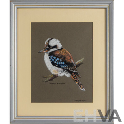 Lesley A. Wallington, (20th Century, Australian), Laughing Kookaburra, Wonderful Original Pastel, 46 x 39 cm (frame)