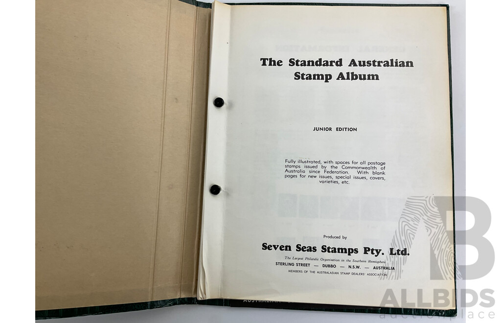 Three Vintage Stamp Albums Including Australian Seven Seas Junior, Mint Sheets, Universal Illustrated, Vintage Australian Stamp Packs and First Day Covers and Briefcase