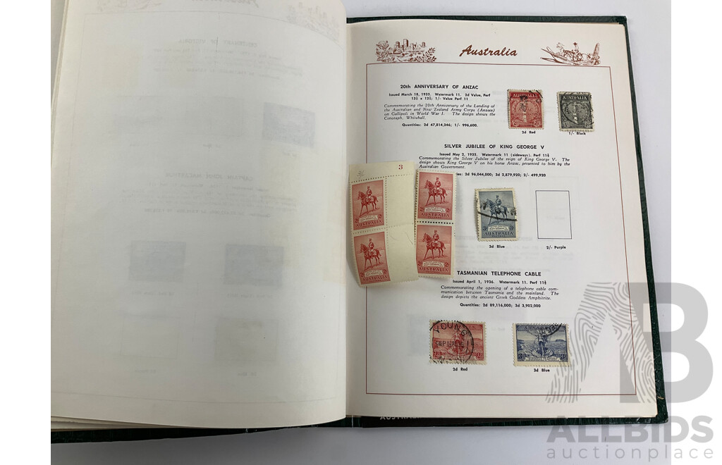 Three Vintage Stamp Albums Including Australian Seven Seas Junior, Mint Sheets, Universal Illustrated, Vintage Australian Stamp Packs and First Day Covers and Briefcase