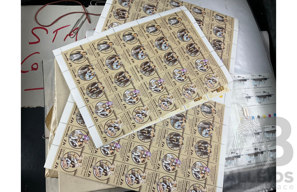 Three Vintage Stamp Albums Including Australian Seven Seas Junior, Mint Sheets, Universal Illustrated, Vintage Australian Stamp Packs and First Day Covers and Briefcase