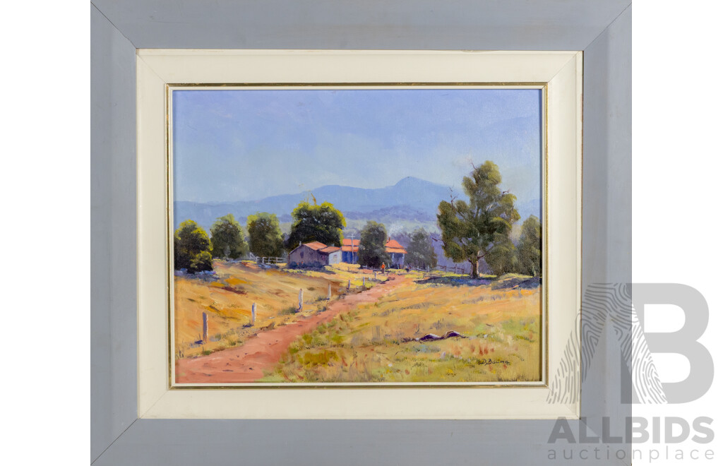 Dirk Bouma, (20th Century, Dutch-Australian), Bega Valley Near Candelo NSW, Wonderful Original Oil on Canvas Board, 62 X 72 Cm (frame)