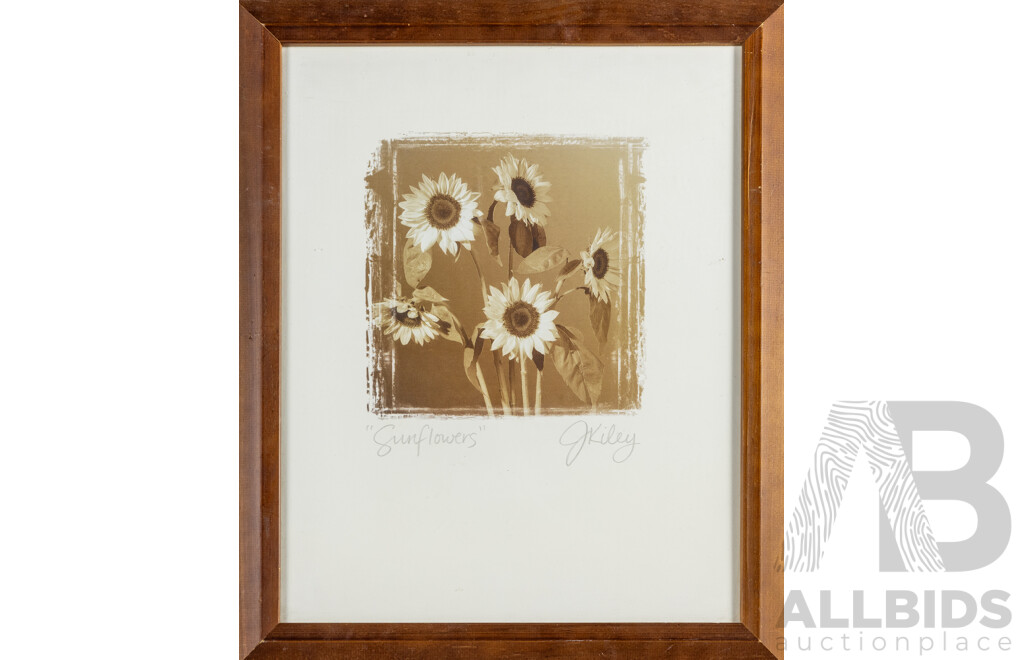 J.Kiley, (20th Century), Sunflowers, Framed Reproduction Print, 58 X 48 Cm (frame)