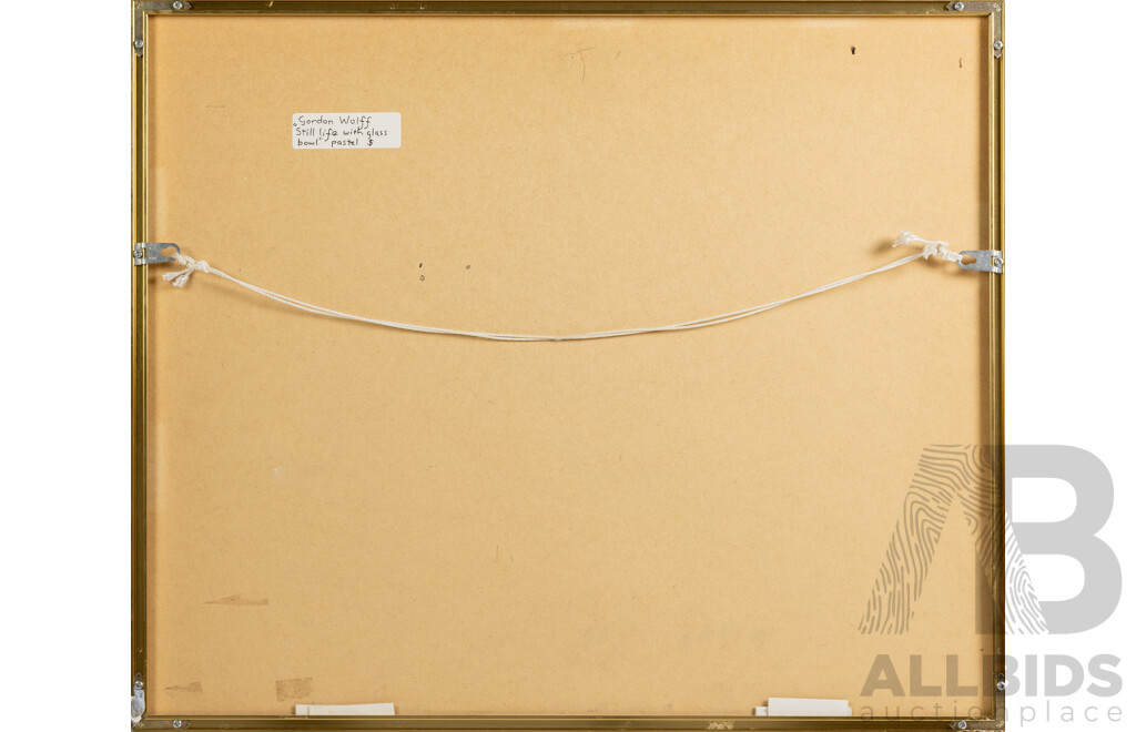 Gordon Wolff, (20th Century, Australian), Still LIfe with Glass Bowl, Original Vintage Pastel, 52 x 61 cm (frame)