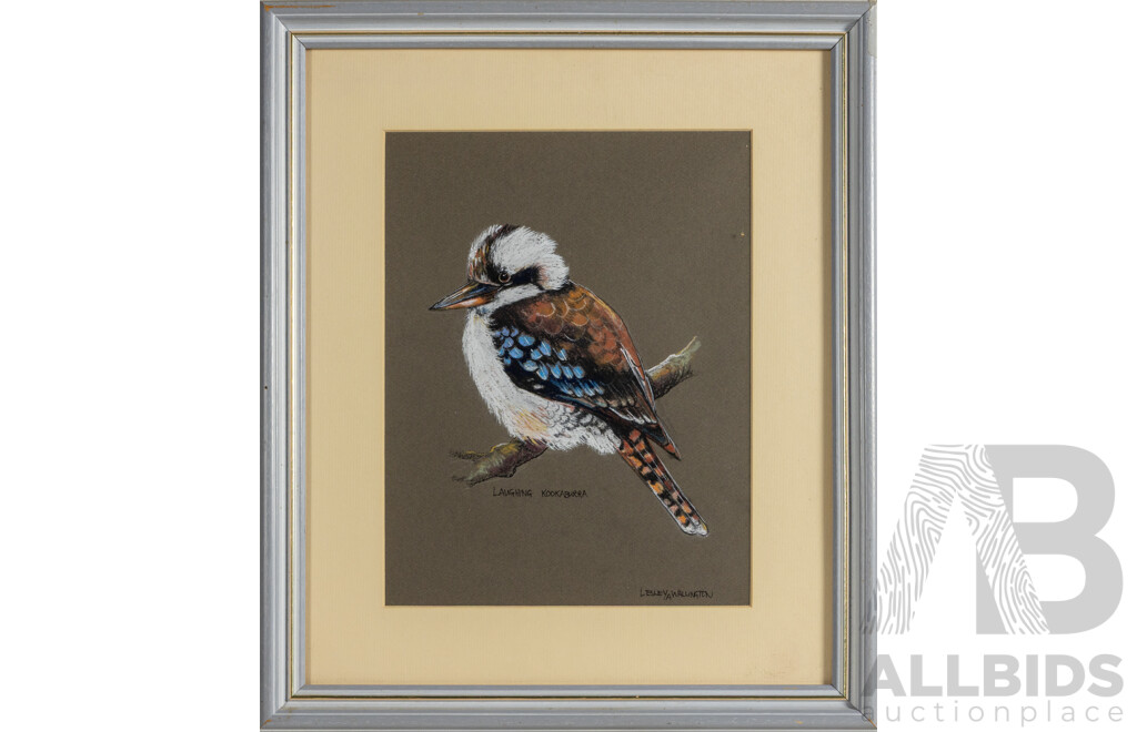 Lesley A. Wallington, (20th Century, Australian), Laughing Kookaburra, Wonderful Original Pastel, 46 x 39 cm (frame)