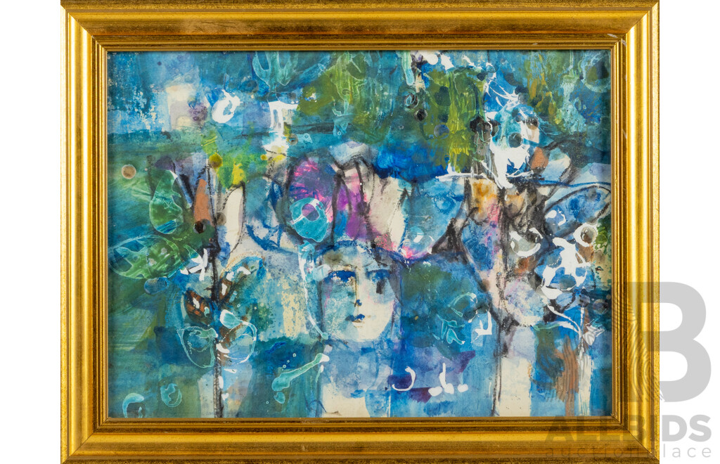 John Paul (20th Century, Working c1960s), Azure Reverie, Wonderful Original Watercolour and Mixed Media on Paper, 34 x 44 cm (frame)