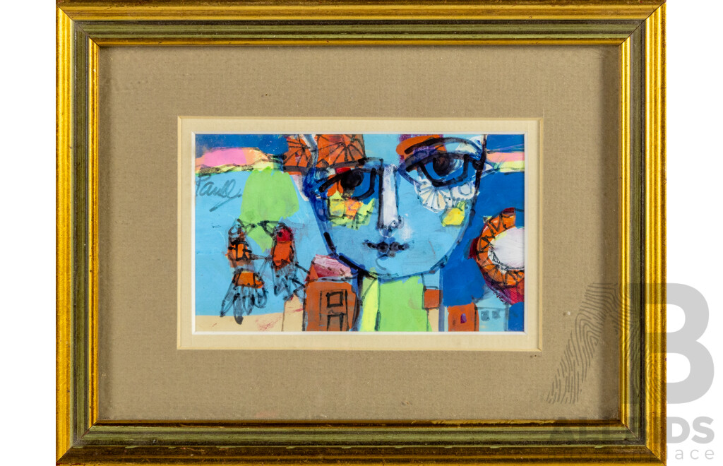 John Paul (20th Century, Working c1960s), Spring, Mellissa, Temples by the Sea & Portrait with Flags, Quartet of Original Vintage Watercolours on Paper, 23 W x 38 H cm (frame largest) (4)