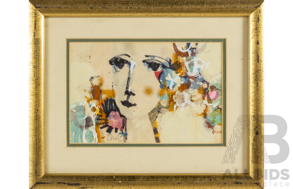 John Paul (20th Century, Working c1960s), Spring, Mellissa, Temples by the Sea & Portrait with Flags, Quartet of Original Vintage Watercolours on Paper, 23 W x 38 H cm (frame largest) (4)