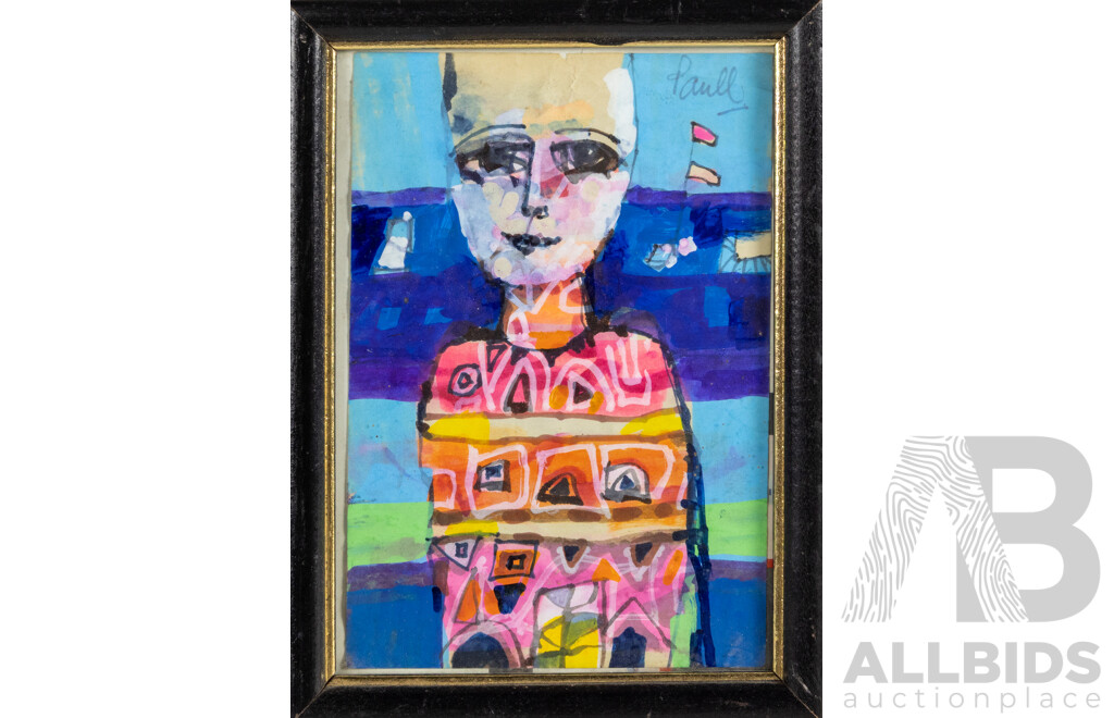 John Paul (20th Century, Working c1960s), Spring, Mellissa, Temples by the Sea & Portrait with Flags, Quartet of Original Vintage Watercolours on Paper, 23 W x 38 H cm (frame largest) (4)