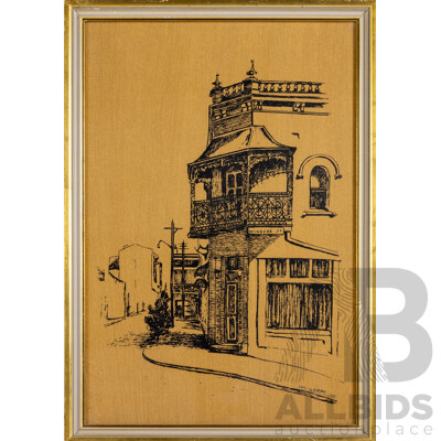 Paul De Brenn, (20th Century, Australian, Working c1970s), WIndsor Street (1970), Vintage Ink & Mixed Media, 57 x 40 cm (frame)