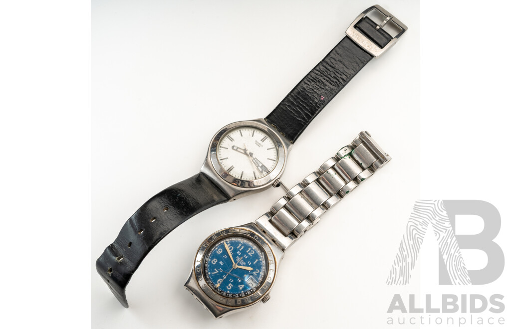 Vintage (2) Swatch Watches, 'Irony', 36mm, with Original Bands