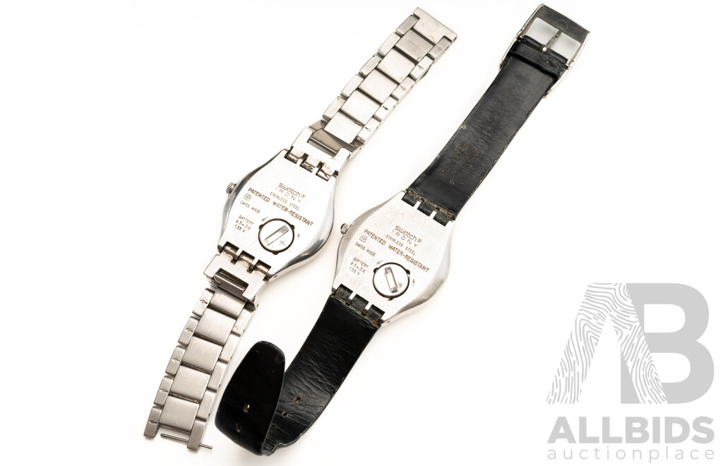 Vintage (2) Swatch Watches, 'Irony', 36mm, with Original Bands