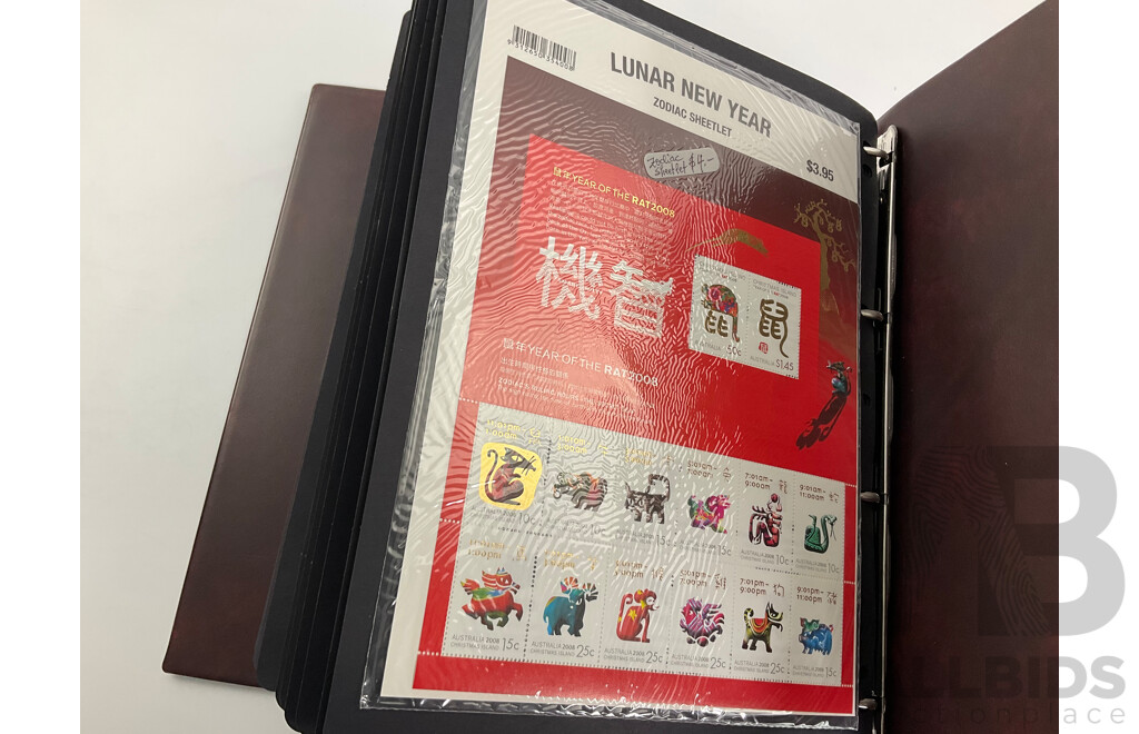 Album of Australian 2008 PNCs and Fist Day Covers Including Mega Fauna, 100 Years of Quarantine, Beijing Olympic Games, Centenary of Rugby League, Remembrance, World Youth Day Sydney, Centenary of Scouting, Year of the Rat