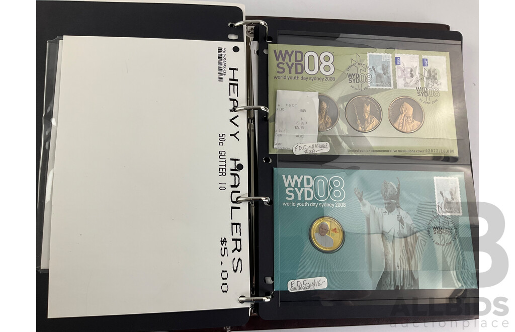 Album of Australian 2008 PNCs and Fist Day Covers Including Mega Fauna, 100 Years of Quarantine, Beijing Olympic Games, Centenary of Rugby League, Remembrance, World Youth Day Sydney, Centenary of Scouting, Year of the Rat