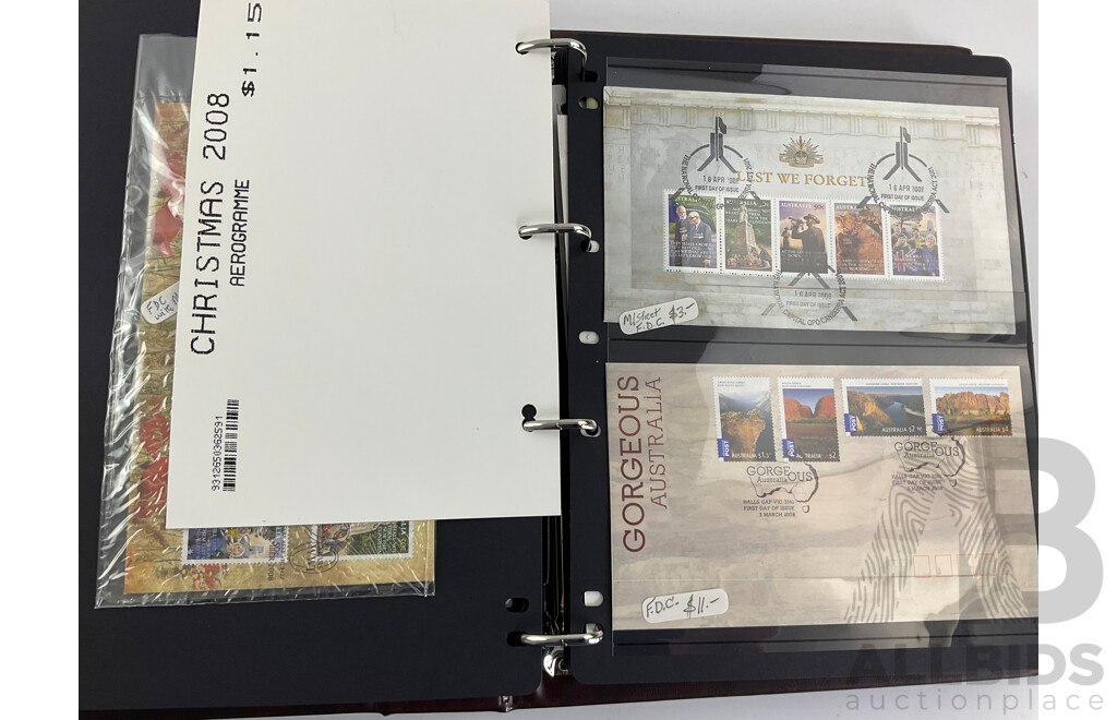 Album of Australian 2008 PNCs and Fist Day Covers Including Mega Fauna, 100 Years of Quarantine, Beijing Olympic Games, Centenary of Rugby League, Remembrance, World Youth Day Sydney, Centenary of Scouting, Year of the Rat