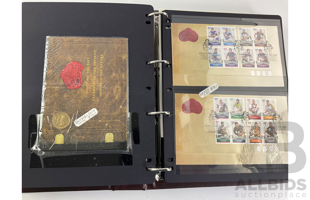 Album of Australian 2008 PNCs and Fist Day Covers Including Mega Fauna, 100 Years of Quarantine, Beijing Olympic Games, Centenary of Rugby League, Remembrance, World Youth Day Sydney, Centenary of Scouting, Year of the Rat