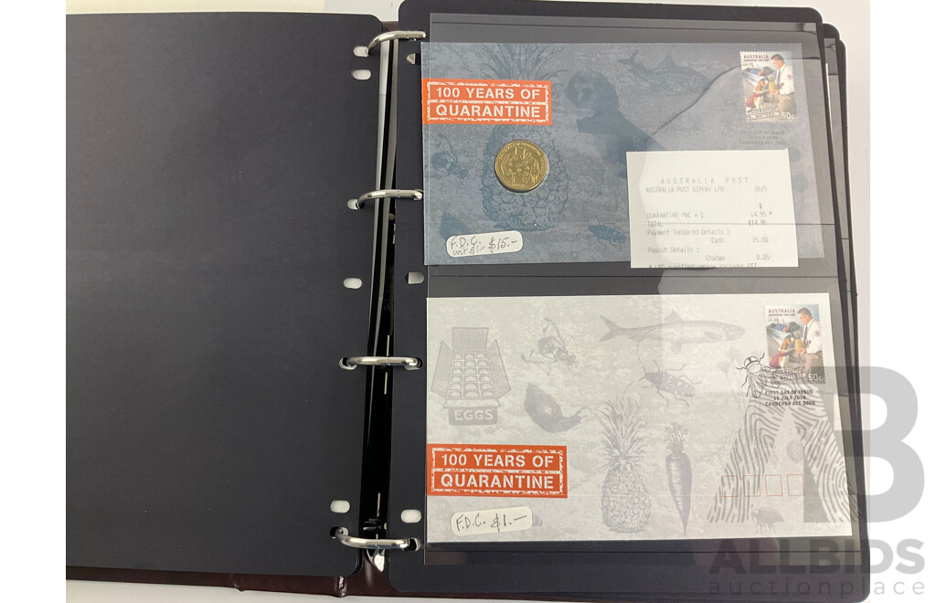 Album of Australian 2008 PNCs and Fist Day Covers Including Mega Fauna, 100 Years of Quarantine, Beijing Olympic Games, Centenary of Rugby League, Remembrance, World Youth Day Sydney, Centenary of Scouting, Year of the Rat