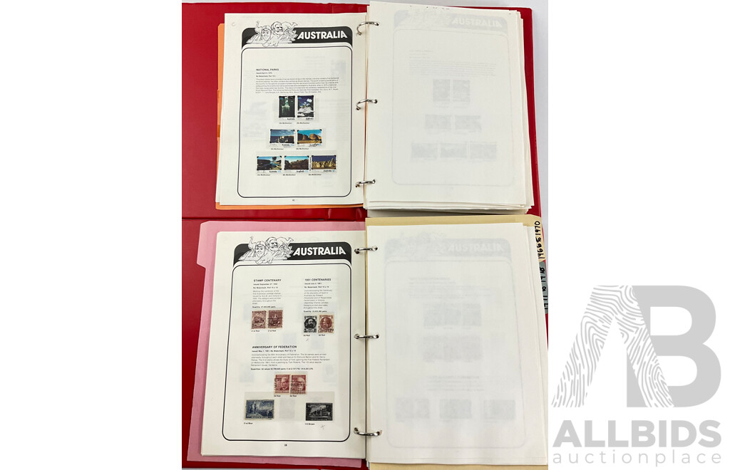 Two Victoria Stamp Traders Albums of Australian Cancelled Stamps Including Predecimal, Mostly Consecutive Examples, Sets Spanning 1966 to 1986
