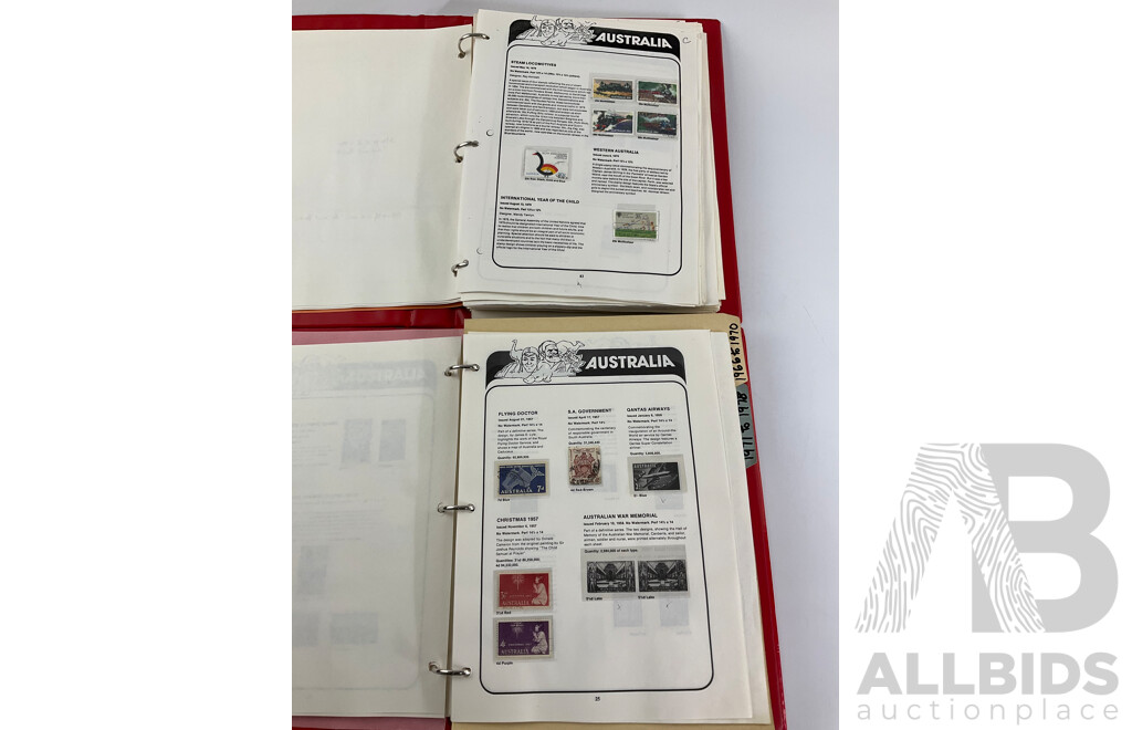 Two Victoria Stamp Traders Albums of Australian Cancelled Stamps Including Predecimal, Mostly Consecutive Examples, Sets Spanning 1966 to 1986