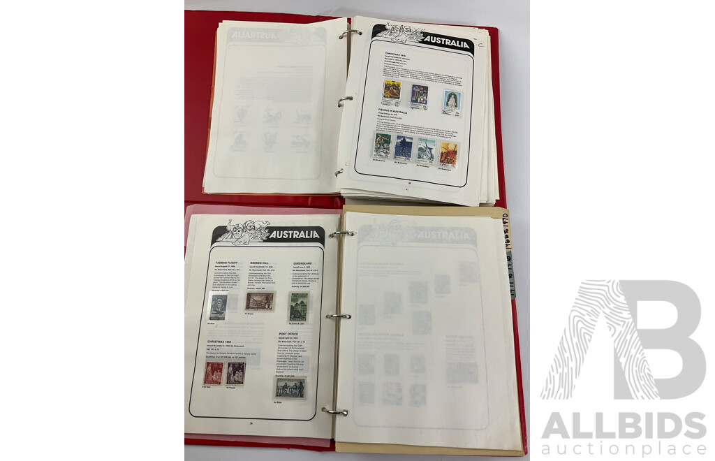 Two Victoria Stamp Traders Albums of Australian Cancelled Stamps Including Predecimal, Mostly Consecutive Examples, Sets Spanning 1966 to 1986