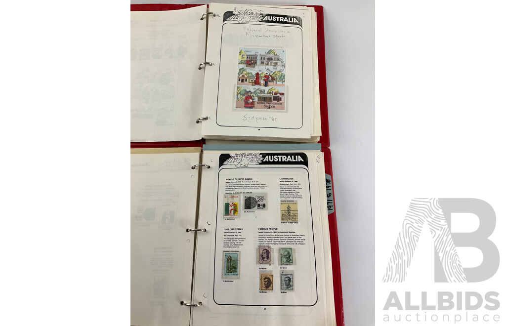 Two Victoria Stamp Traders Albums of Australian Cancelled Stamps Including Predecimal, Mostly Consecutive Examples, Sets Spanning 1966 to 1986