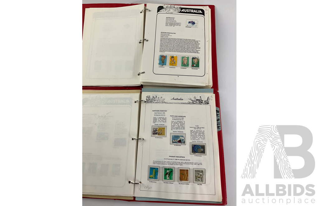 Two Victoria Stamp Traders Albums of Australian Cancelled Stamps Including Predecimal, Mostly Consecutive Examples, Sets Spanning 1966 to 1986