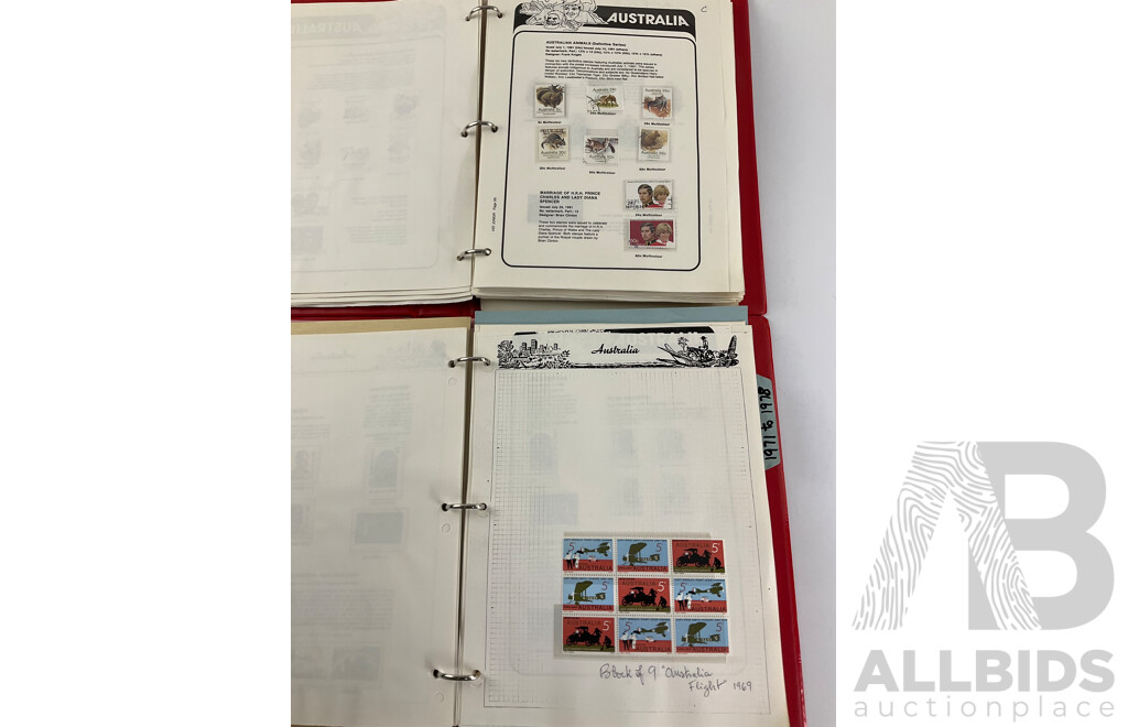 Two Victoria Stamp Traders Albums of Australian Cancelled Stamps Including Predecimal, Mostly Consecutive Examples, Sets Spanning 1966 to 1986