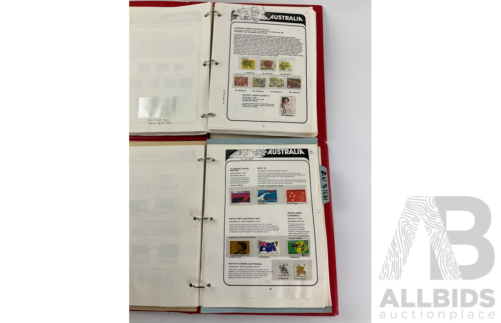 Two Victoria Stamp Traders Albums of Australian Cancelled Stamps Including Predecimal, Mostly Consecutive Examples, Sets Spanning 1966 to 1986