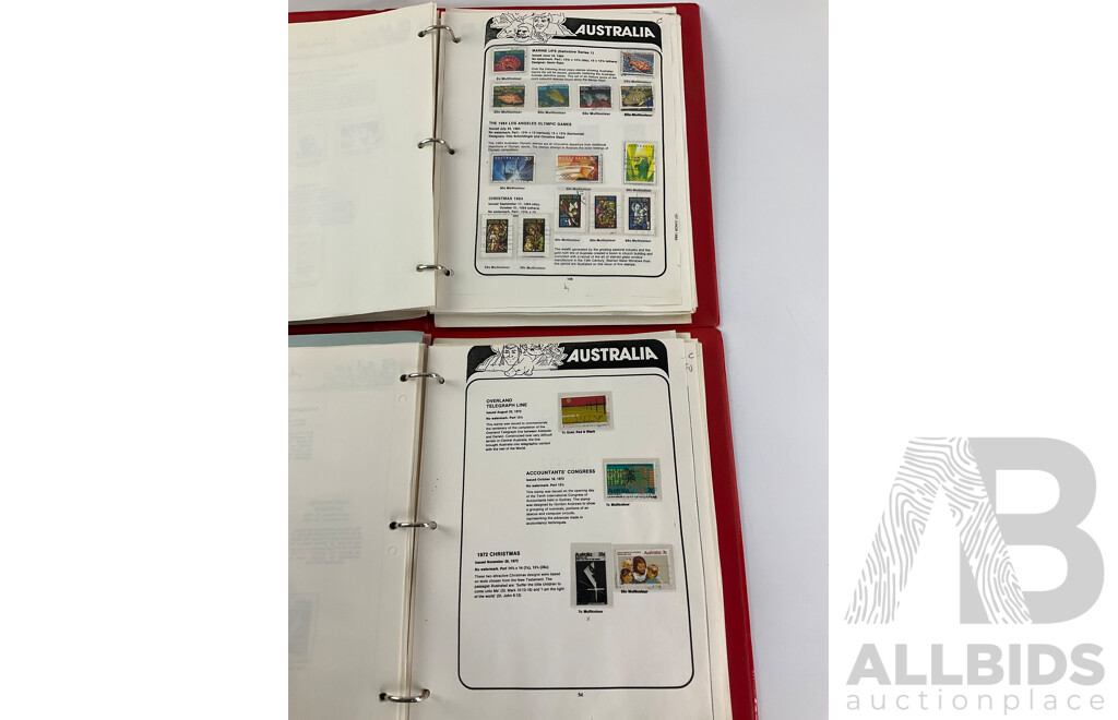 Two Victoria Stamp Traders Albums of Australian Cancelled Stamps Including Predecimal, Mostly Consecutive Examples, Sets Spanning 1966 to 1986