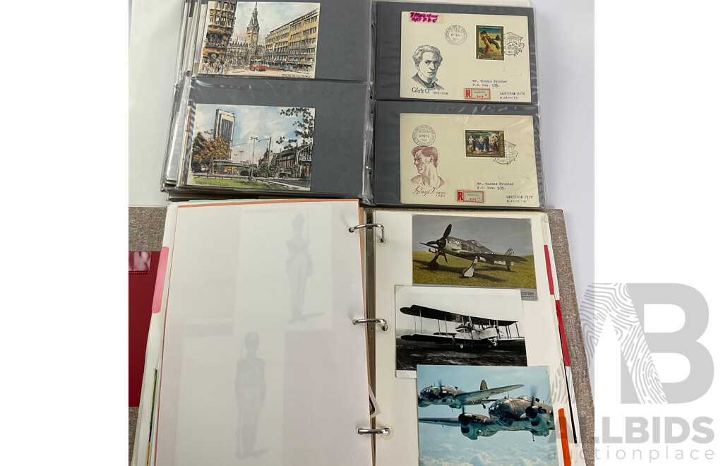 Two Albums of International First Day Covers and Post Cards Including Bahrain, Denmark, Indonesia, Philippines, Budapest, Korea, France, England, Ireland, Germany, Hong Kong
