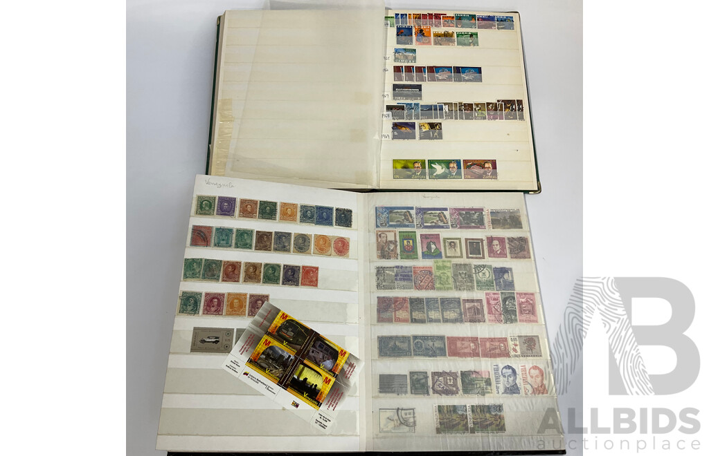 Two Albums of Antique and Vintage International Mint and Cancelled Stamps Including Zanzibar Nigeria, Guernsey, Zimbabwe, Zaire, Uruguay, Paraguay, Mexico, Brazil, Guyana, Colombia and More