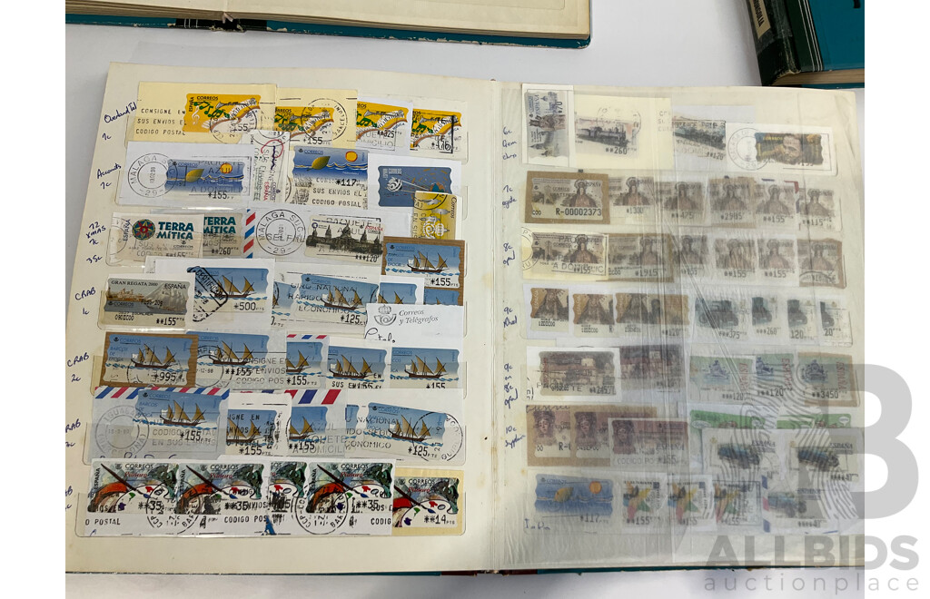 Three Albums of Vintage Cancelled and Mint Stamps Including Australia, Liberia, Mongolia, Thailand, Spain