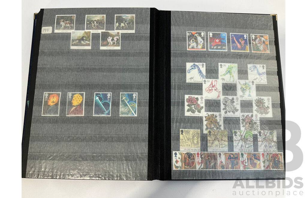 Album of United Kingdom Mint Stamps, Blocks, Strips and Mini Sheets, Examples Spanning 1979 to 1993