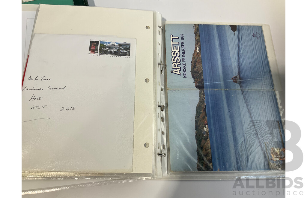 Six Albums of Cancelled Stamps and Prepaid Envelopes Including Australia, Iran, Israel, Spain, Singapore, Poland, Hong Kong