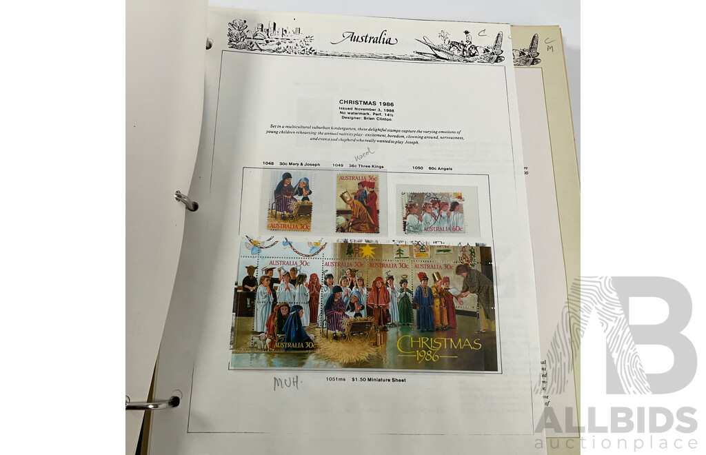 Seven Seas Album of Australian Stamps, Spanning 1984 to 1990, Multiple Sets of Each Year, Mostly Mint, Including Mint Twenty Dollar John Glover Painting