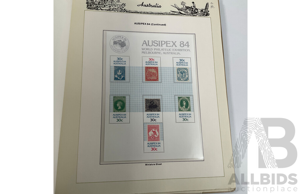 Seven Seas Album of Australian Stamps, Spanning 1984 to 1990, Multiple Sets of Each Year, Mostly Mint, Including Mint Twenty Dollar John Glover Painting