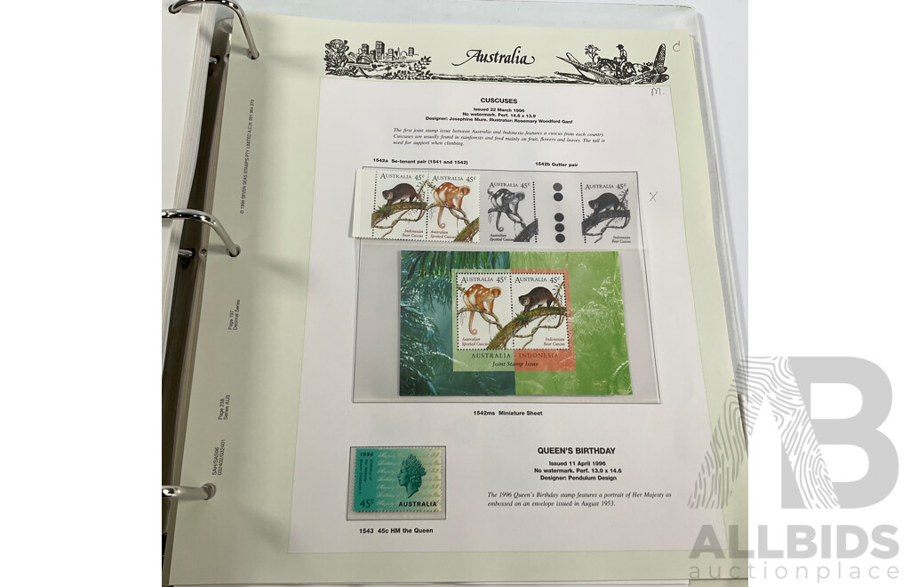 Australian VST and Seven Seas Album of Mint and Cancelled Stamps and Mini Sheets, Spanning 1996 to 2000