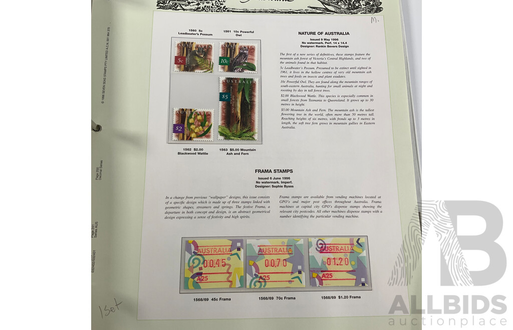 Australian VST and Seven Seas Album of Mint and Cancelled Stamps and Mini Sheets, Spanning 1996 to 2000