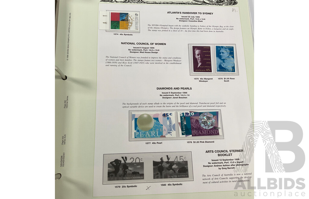 Australian VST and Seven Seas Album of Mint and Cancelled Stamps and Mini Sheets, Spanning 1996 to 2000